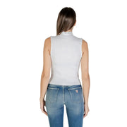 White sleeveless ribbed crop top with mock neck from Calvin Klein Jeans