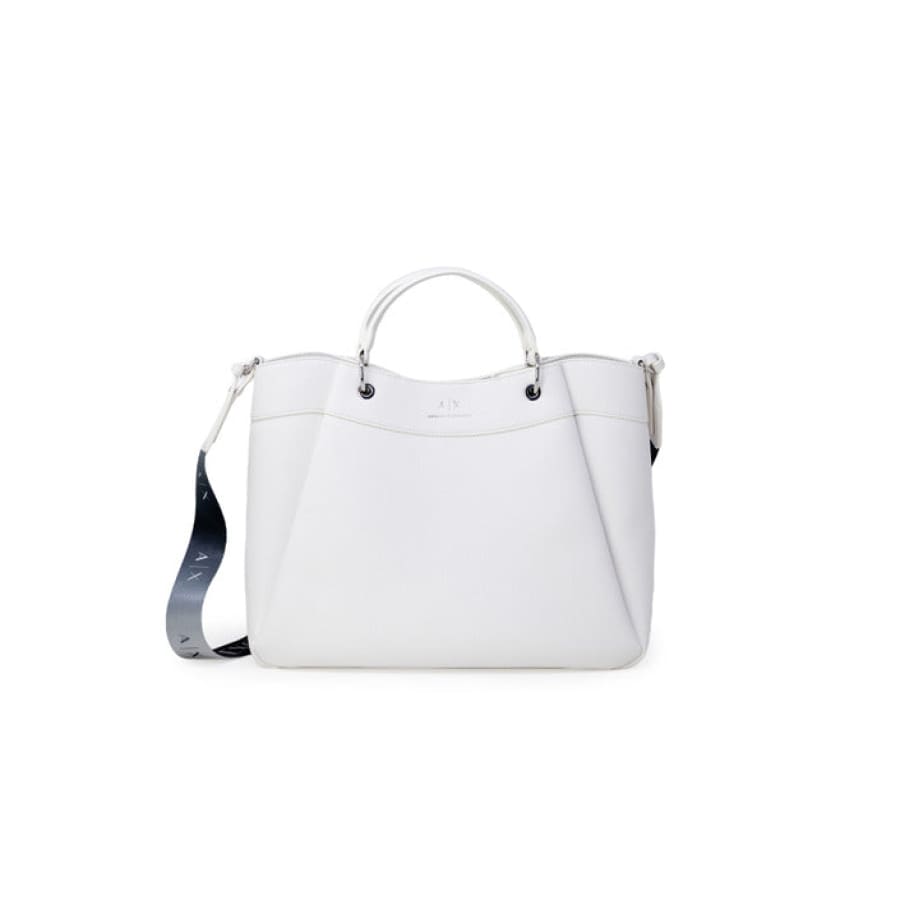 Armani Exchange women’s white small leather tote bag