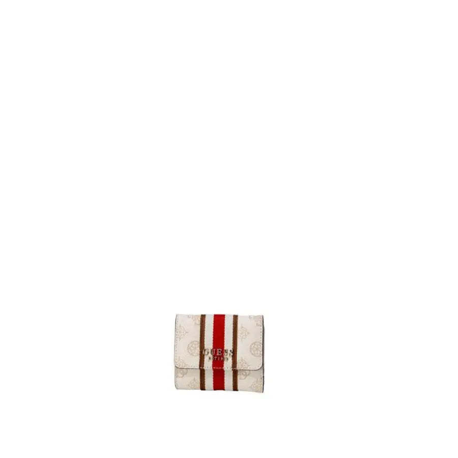 Guess women wallet in urban city style, small white and red purse with stripe