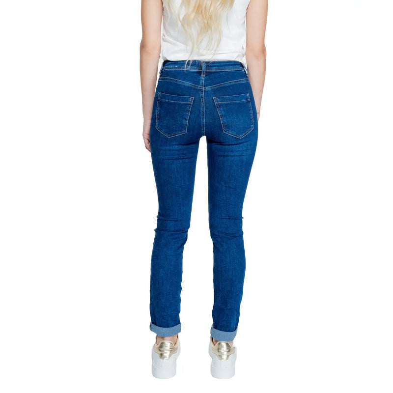 Blue denim high-waisted slim-fit jeans with rolled cuffs from Street One women spring summer collection