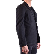 Sun68 men blazer black wool blend with lapel collar and subtle vertical pinstripe in a sleek tailored fit