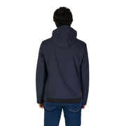 Dark navy suns men blue long hooded zip blazer with sleek modern design and subtle black trim for fall winter