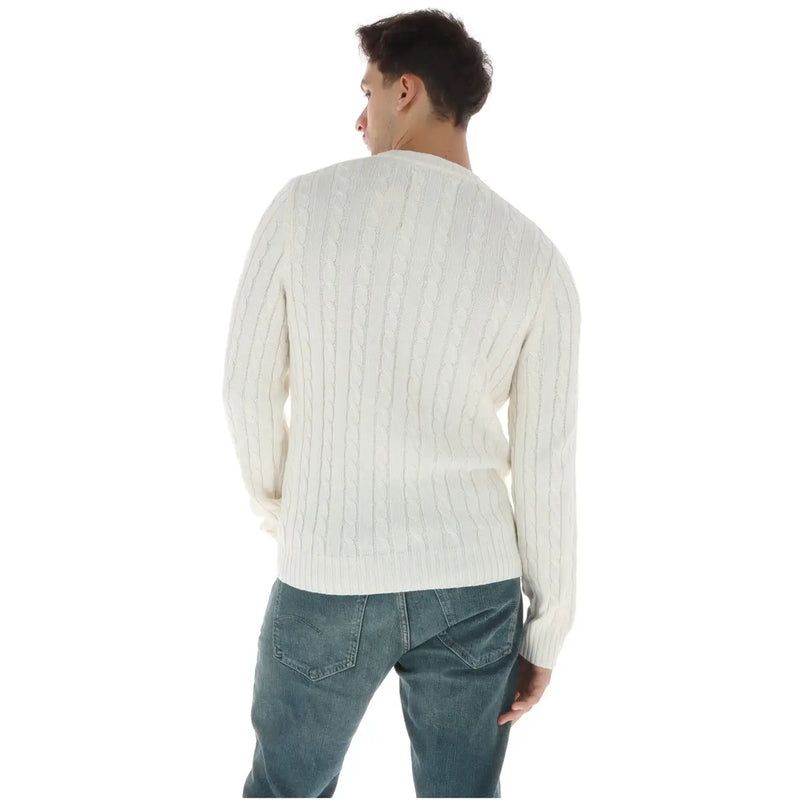 Superdry Damen-Baumwollpullover in Creme mit Zopfmuster und Rundhalsausschnitt, Vorderansicht