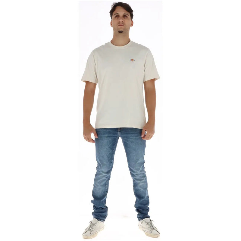 Superdry Jeanscreme-Baumwolle t-shirt für Herren mit kleinem, gesticktem Logo auf der linken Brust, Vorderansicht