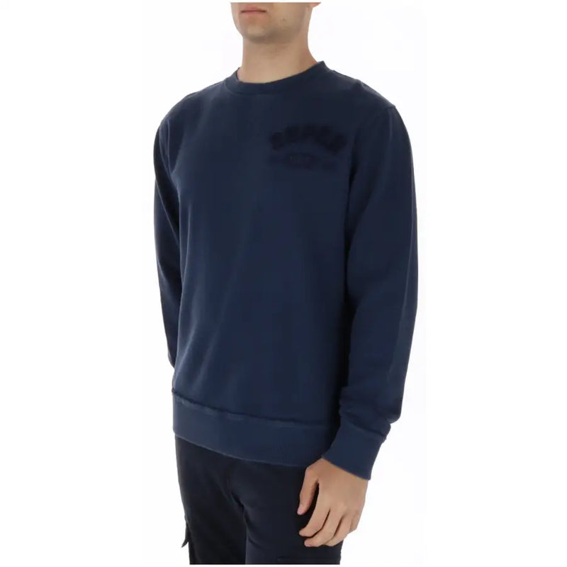 Marineblau Superdry Herren-Sweatshirt aus Baumwolle mit Rundhalsausschnitt und dezentem, gesticktem Logo auf der Brust für die Freizeit.