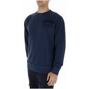 Navy blue Superdry men cotton crewneck sweatshirt with subtle embroidered logo on the chest for casual wear