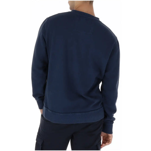 Navy blue cotton crewneck sweatshirt for men by Superdry featuring a printed design model M2014483A