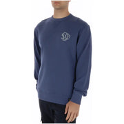 Marineblaues Baumwoll-Sweatshirt mit Rundhalsausschnitt von Superdry mit dezentem, weiß gesticktem Logo auf der Brust M2014491A