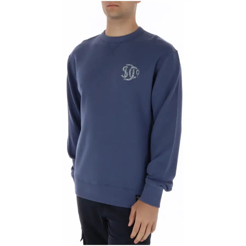 Marineblaues Baumwoll-Sweatshirt mit Rundhalsausschnitt von Superdry mit dezentem, weiß gesticktem Logo auf der Brust M2014491A