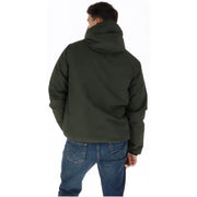 Superdry Herren-Blazer, grün, Kapuzenjacke aus Polyester mit dunkelolivgrünem Steppmuster und glattem Stoff