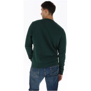 Superdry Herren-Sweatshirt aus grüner Baumwolle mit Rundhalsausschnitt, langen Ärmeln und dunkelgrüner Farbe für die Freizeit.