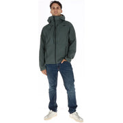 Superdry Grüner Herrenblazer aus Softshell-Polyester mit Kapuze, schwarzem Reißverschluss und dezentem Logo auf der Brust