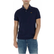 Marineblau Superdry Herren-Poloshirt mit kurzen Ärmeln, aus Baumwolle und kleinem goldenen Logo auf der linken Brust M1110452A