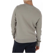 Superdry Herren-Sweatshirt, beigefarben, bedruckt, Rundhalsausschnitt, aus Baumwolle in einem sanften, gedeckten Grau mit gerippten Bündchen und Saum.