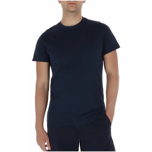 Superdry men t shirt navy blue short sleeve crew neck cotton casual wear front view