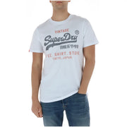 Superdry men t shirt white vintage cotton with gray and red lettering round neck model M1012212A