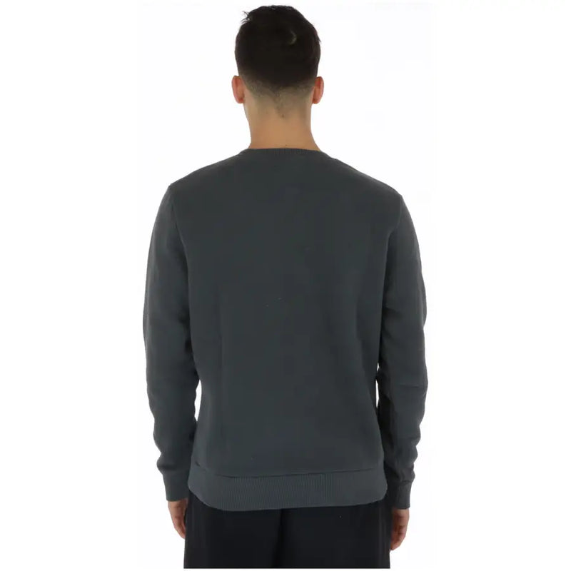 Superdry men’s grey printed long sweatshirt dark gray crewneck with ribbed cuffs and hem for casual wear