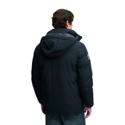 Superdry Parka City für Herren in Schwarz mit Kapuze und dezentem Ärmellogo, Vorderansicht