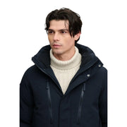 Superdry Gefütterte Winterjacke City für Herren in Marineblau mit hohem Kragen und Reißverschlusstaschen vorne, Vorderansicht