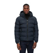 Superdry Steppjacke für Herren in Marineblau mit gestepptem Design und Kapuze, Vorderansicht