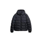 Superdry Schwarze Steppjacke für Herren mit Kapuze, Vorderansicht