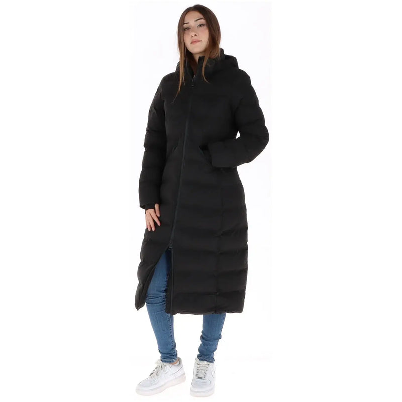 Superdry Schwarze Steppjacke für Damen mit Kapuze, Vorderansicht