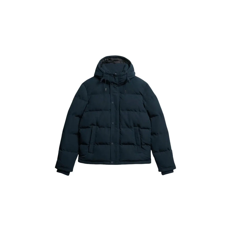 Superdry Outdoor Everest Steppjacke für Herren in Dunkelblau mit Kapuze und Vordertaschen, Vorderansicht