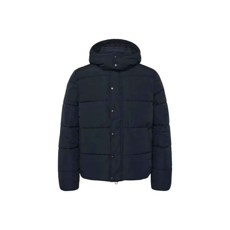 Superdry Hochwertige Steppjacke mit Kapuze für Herren in Dunkelblau mit gesteppten Einsätzen und Kapuze, Vorderansicht