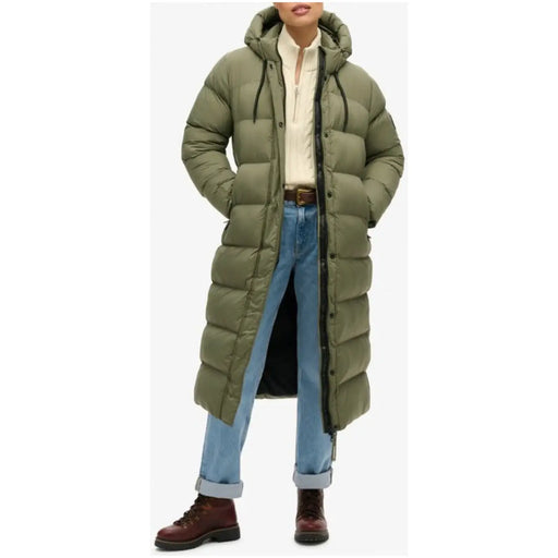 Superdry women olive green hooded quilted puffer zip jacket
