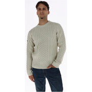 Superdry Wollpullover für Damen in Creme mit Zopfmuster und Rautenmuster, Vorderansicht