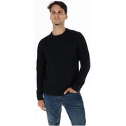 Superdry Schwarzer Wollpullover für Herren mit strukturiertem Strickmuster, Vorderansicht