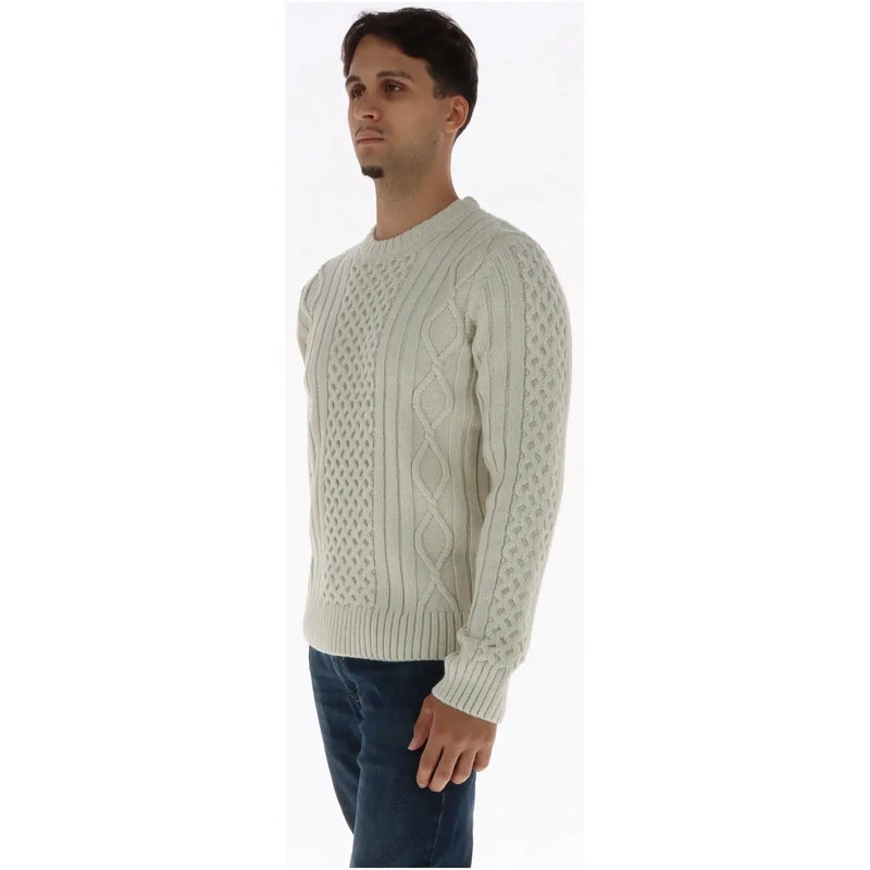 Superdry Damenpullover aus Wolle in Creme mit Zopfmuster, Rauten- und Rippenmuster, Vorderansicht