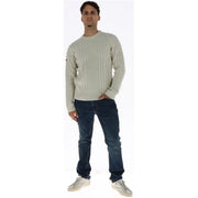 Superdry Damen-Wollpullover in Creme mit Zopfmuster und Rippbündchen, Vorderansicht