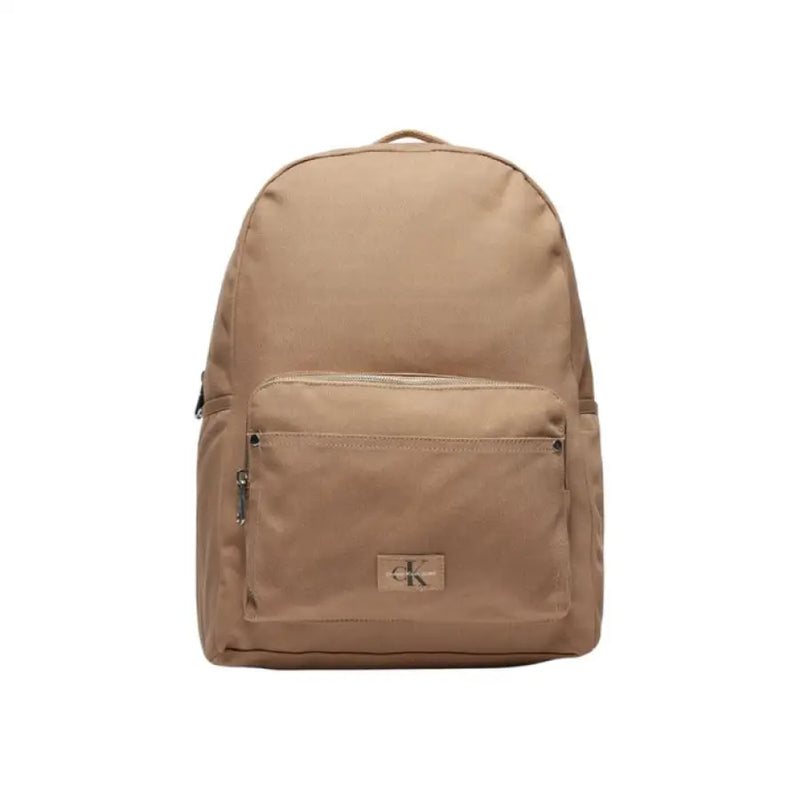 Tan Backpack with Front Pocket showcasing its functional design and stylish exterior