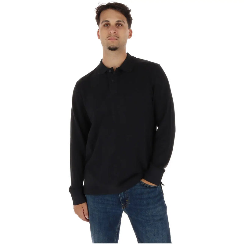Timberland Schwarzes Baumwoll-Poloshirt für Herren mit klassischem Kragen und Knopfleiste, Vorderansicht