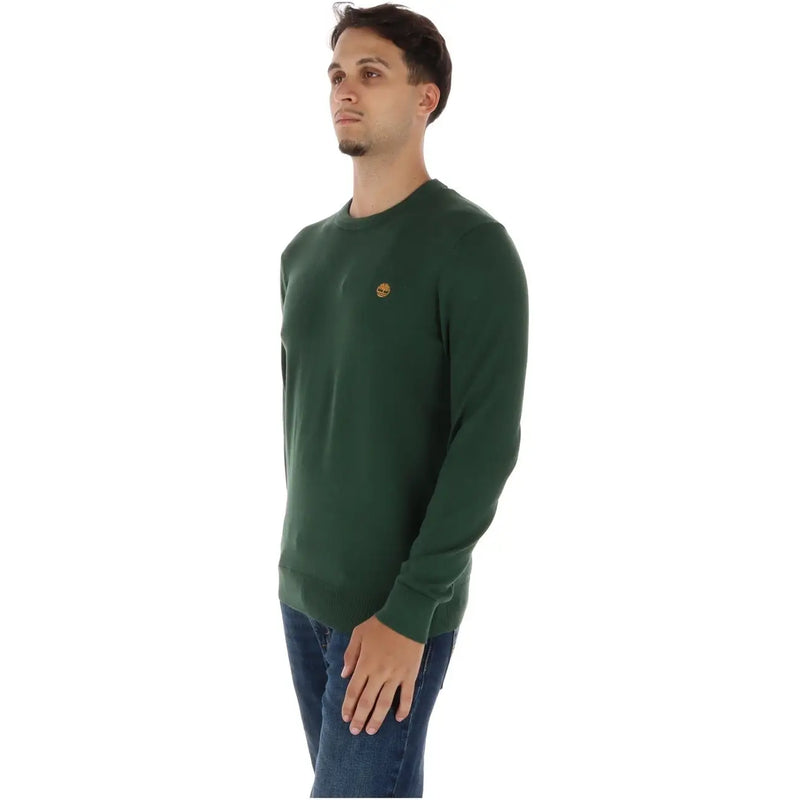 Timberland Baumwollpullover für Herren in Dunkelgrün mit gesticktem Logo auf der linken Brust, Vorderansicht