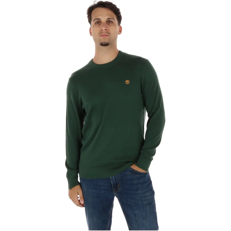Timberland Baumwollpullover für Herren in Dunkelgrün mit kleinem, gesticktem Logo auf der linken Brust, Vorderansicht
