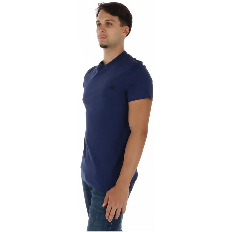 Timberland Herren-T-Shirt aus blauer Baumwolle, Kurzarm, marineblau, Rundhalsausschnitt, lässig, bequeme Passform