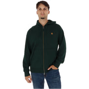 Timberland Herren-Kapuzenpullover aus brauner Baumwolle mit dunkelgrünem Reißverschluss timberland Kapuzenpullover mit gesticktem Logo
