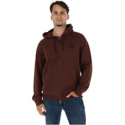 Timberland Brauner Herren-Hoodie aus Baumwolle mit Reißverschluss in Dunkelbraun, kleinem schwarzen Logo auf der Brust und Vordertaschen