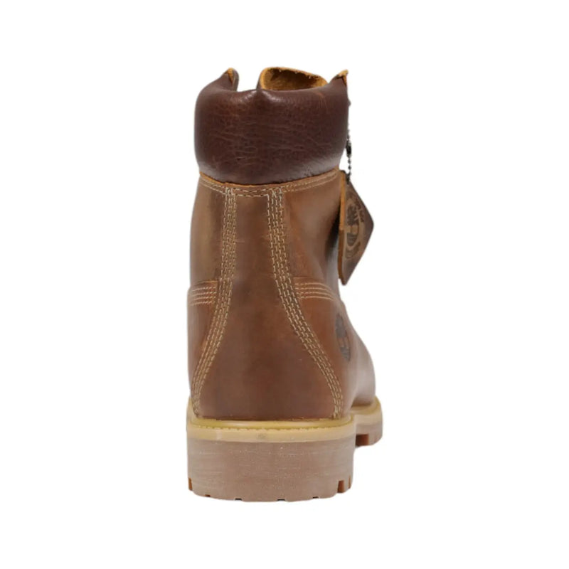Timberland Braune Herren-Ankle-Boots aus Leder mit 6-Zoll-Absatz timberland Stil mit beigen Ziernähten und passender Gummisohle