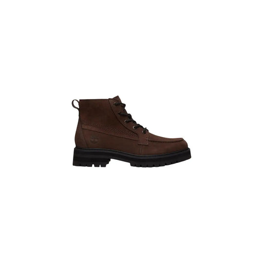 Timberland Braune Herren-Lederstiefel mit mittelhoher Schnürung, braunem Wildleder-Obermaterial, schwarzen Schnürsenkeln und dicker Gummisohle