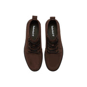 Timberland Herren-Lederstiefel mit mittelhoher Schnürung in Braun timberland Chukka-Stiefel mit schwarzen Schnürsenkeln und Ziernähten