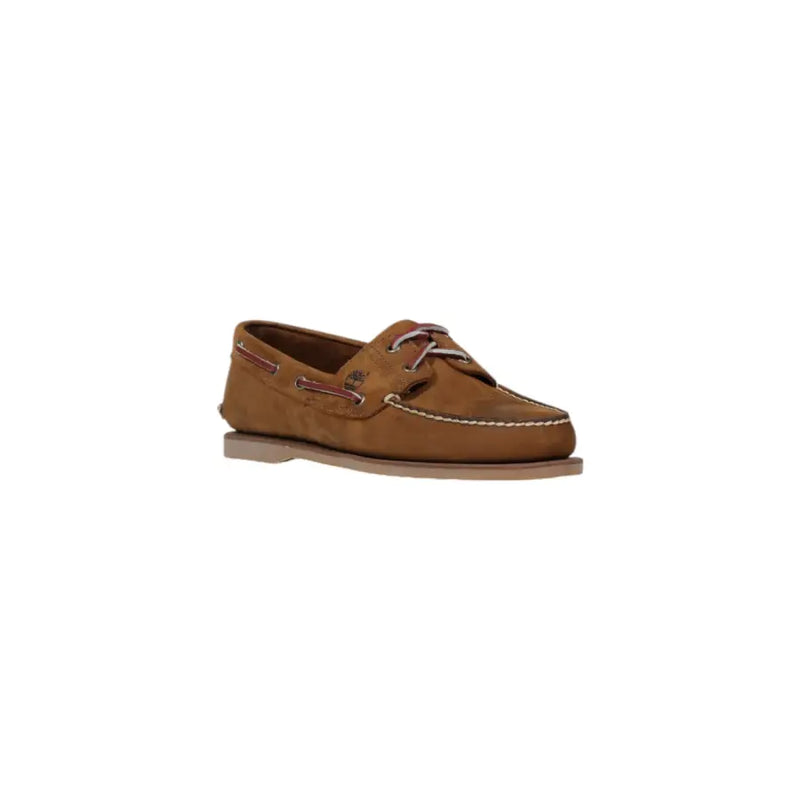 Timberland Klassischer Herren-Mokassin aus hellbraunem Wildleder mit braunen Schnürsenkeln und kontrastierenden Nähten