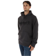 Timberland Grauer Herren-Sweatshirt-Hoodie aus Baumwolle mit dezentem schwarzem Logo und dem Schriftzug „Gründung 1976“ auf der Brust