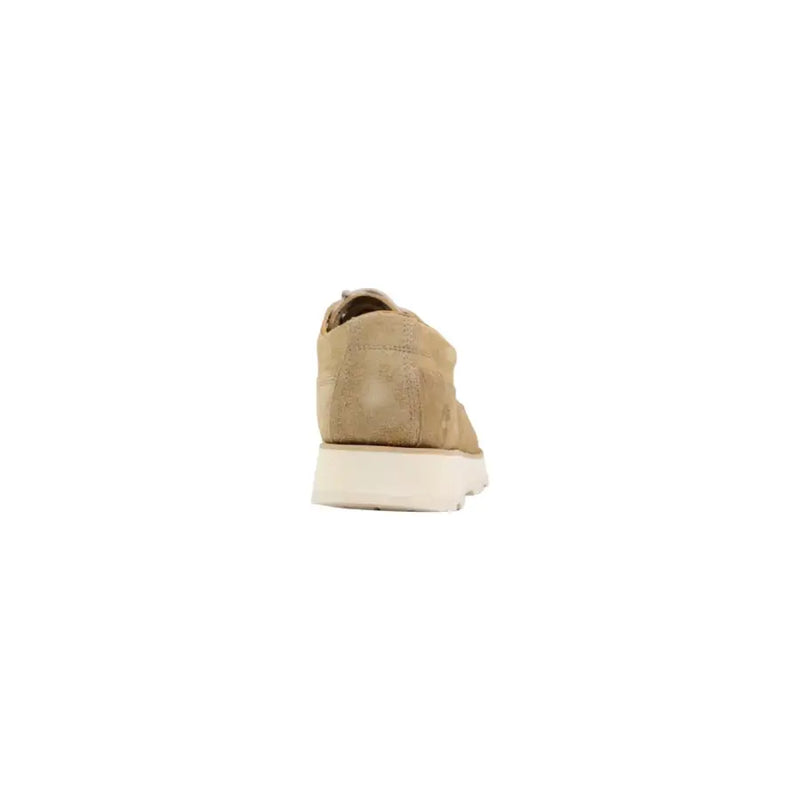 Timberland Herren-Schnürschuhe aus beigefarbenem Wildleder mit weißer Gummisohle, geeignet für Frühling und Sommer