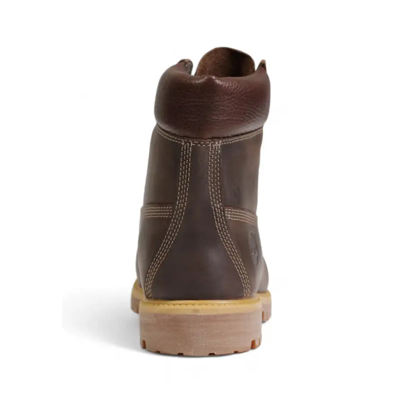 Timberland braune Herren-Lederstiefeletten timberland 6-Zoll-Stiefel mit hellbrauner Gummisohle und kontrastierenden Nähten
