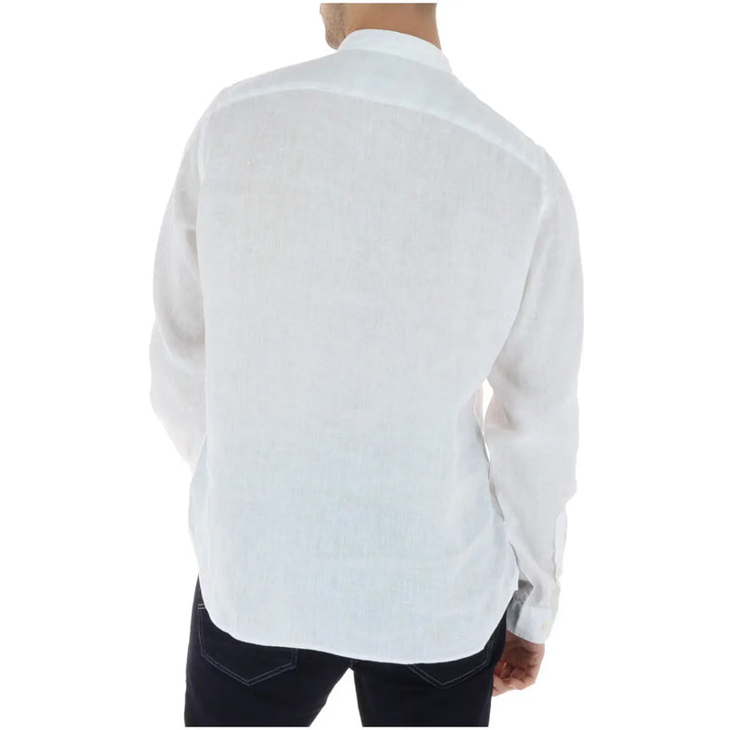 White linen Timberland men shirt with classic collar and long sleeves perfect for formal and casual wear