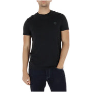 Schwarz Timberland kurzärmeliges Baumwollhemd t-shirt für Herren mit einem dezenten, gestickten Logo auf der Brust
