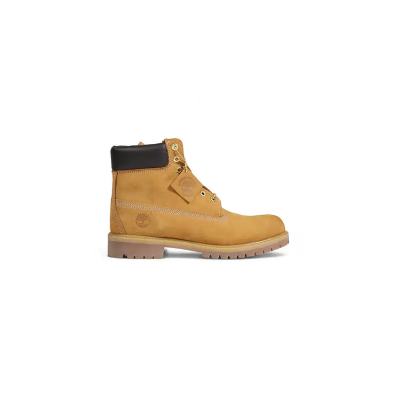 Timberland Braune Herren-Lederstiefel zum Hineinschlüpfen mit hellbraunem 6-Zoll-Design, schwarzem Gummikragen und goldfarbenen Ösen